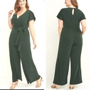 NWT Lane Bryant Dark Green Wide Leg Jumpsuit - 22